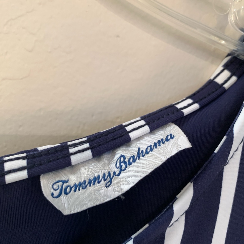 Tommy Bahama Navy White Striped Sleeveless Coastline Romper SPF 50 no tag med - Picture 3 of 7